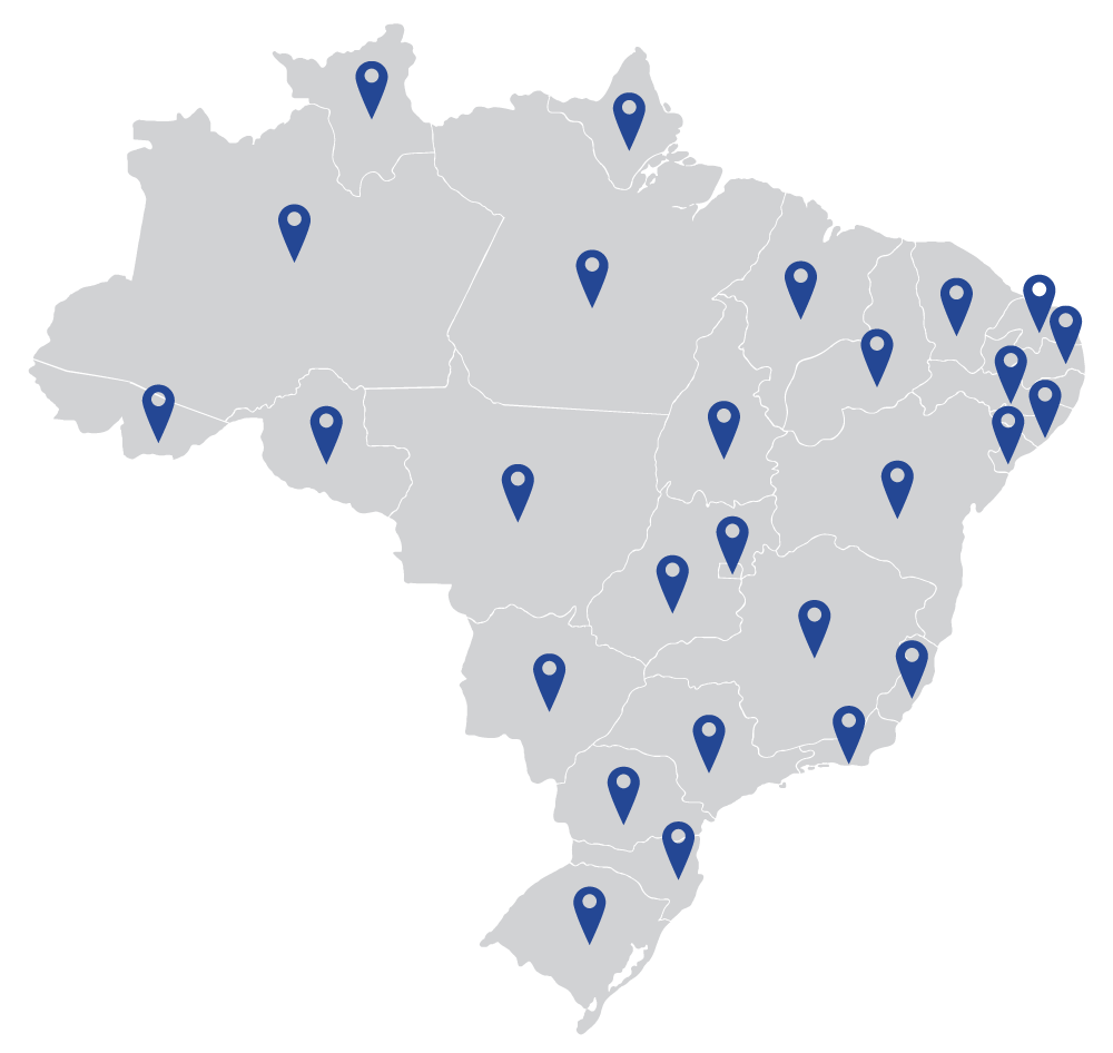 Capacidade operacional de atender todo o Brasil.
